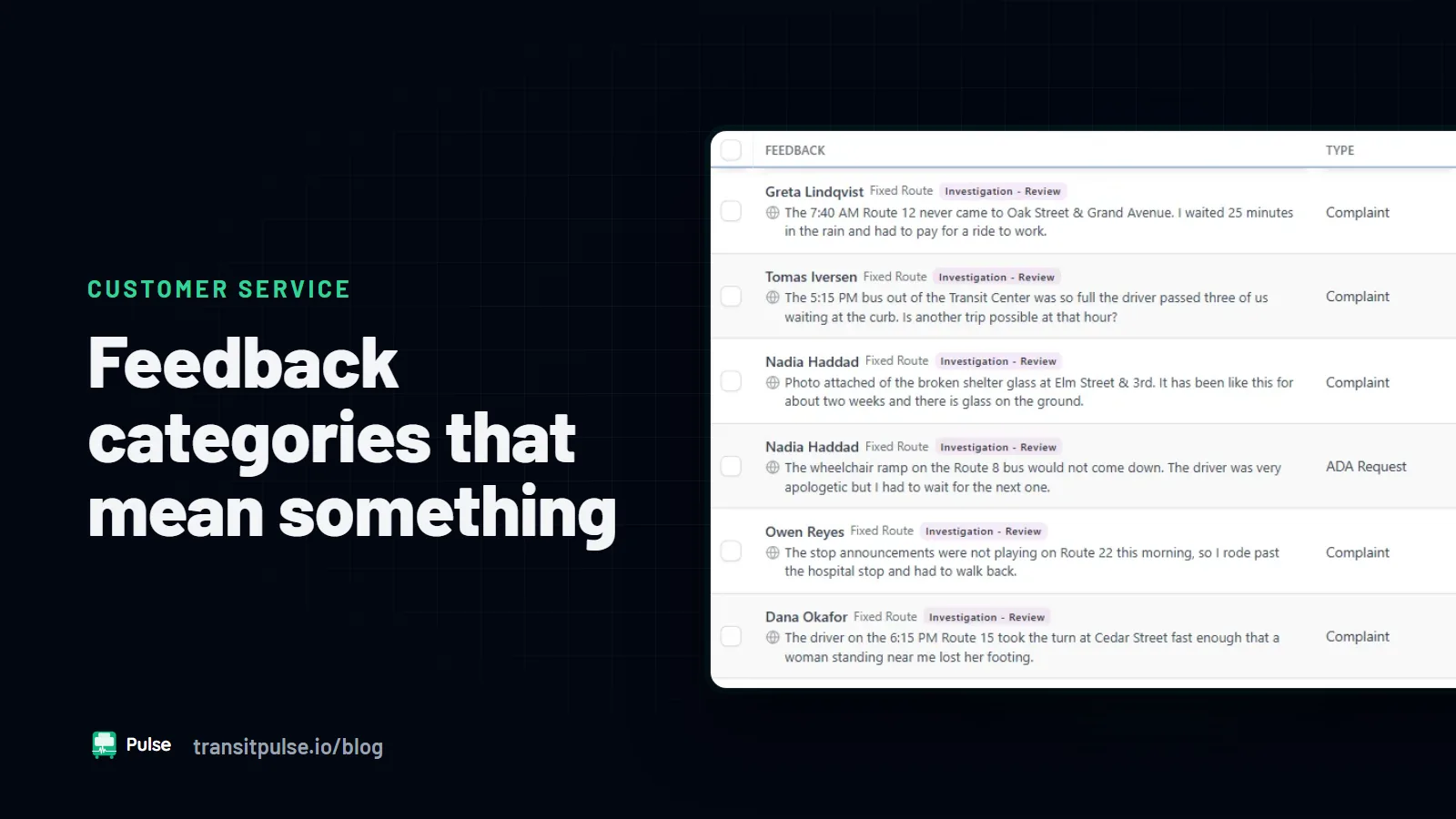 Complaint, Commendation, Inquiry: Feedback Categories That Mean Something