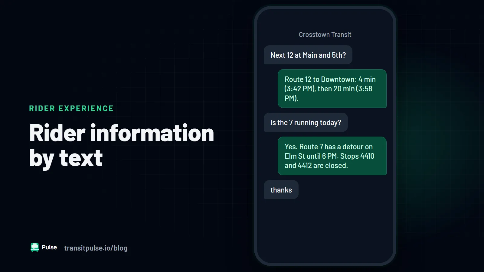 Rider Information by Text Message: What Transit SMS Needs to Get Right