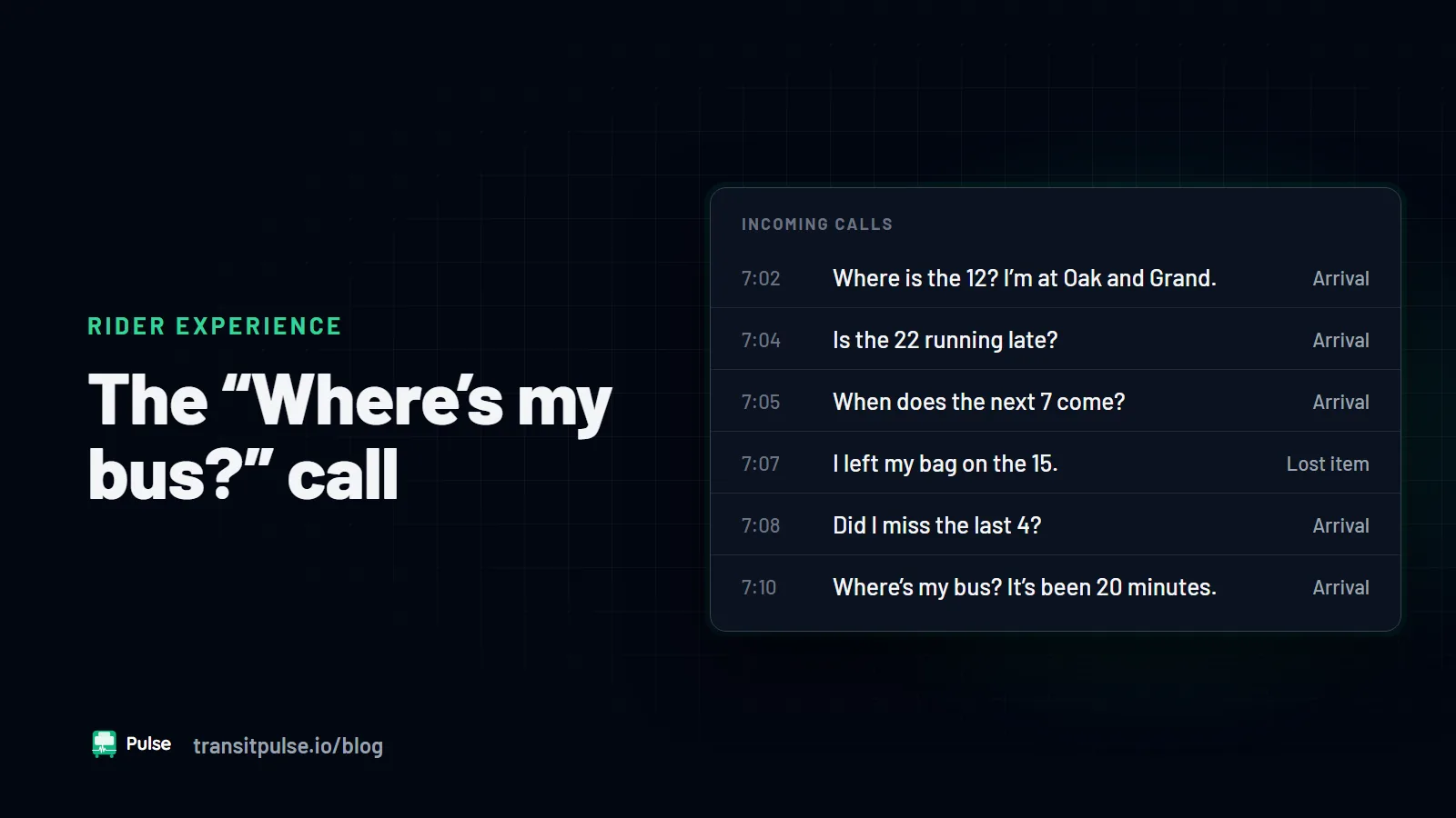 What Your Calltakers Want You to Know About "Where's My Bus?" Calls